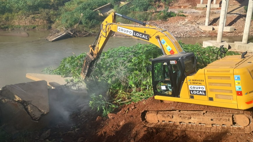 Após entrega de nova estrutura, EGR inicia demolição da antiga ponte da ERS-130, destruída pela enchente de 2024