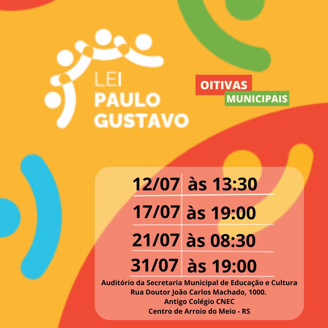 Oitivas Municipais para a Lei Paulo Gustavo iniciam nesta quarta-feira