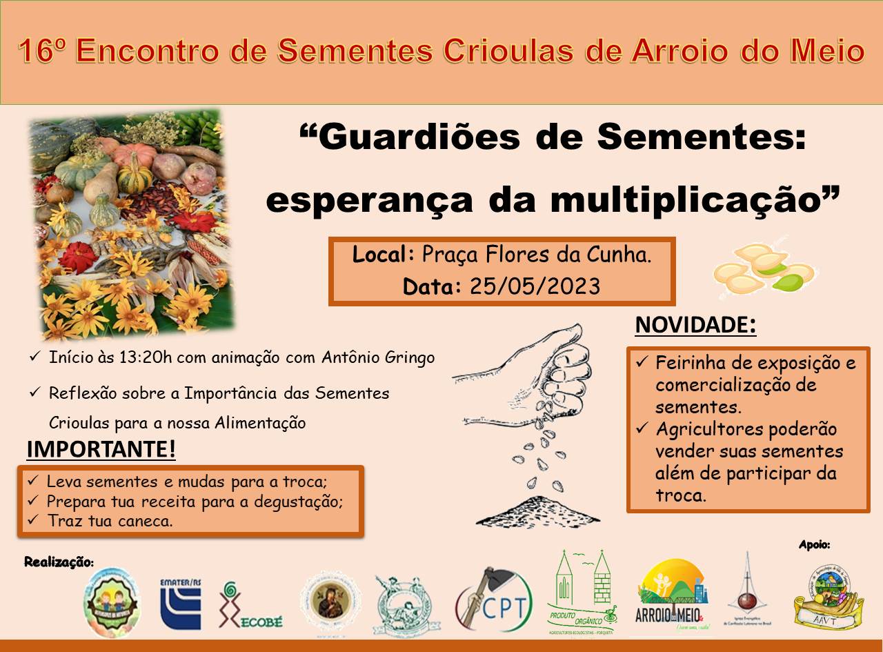 16° Encontro de Sementes Crioulas de Arroio do Meio será dia 25