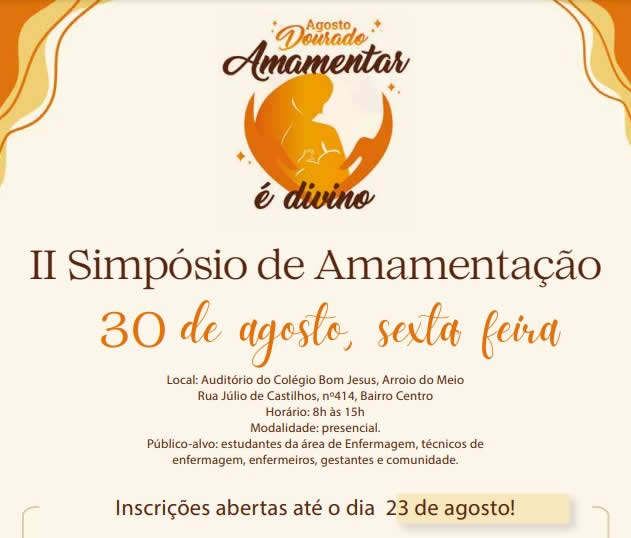 Inscrições para o II Simpósio de Amamentação do Hospital São José se encerram nesta sexta-feira